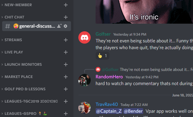 The SimGolf Discord server